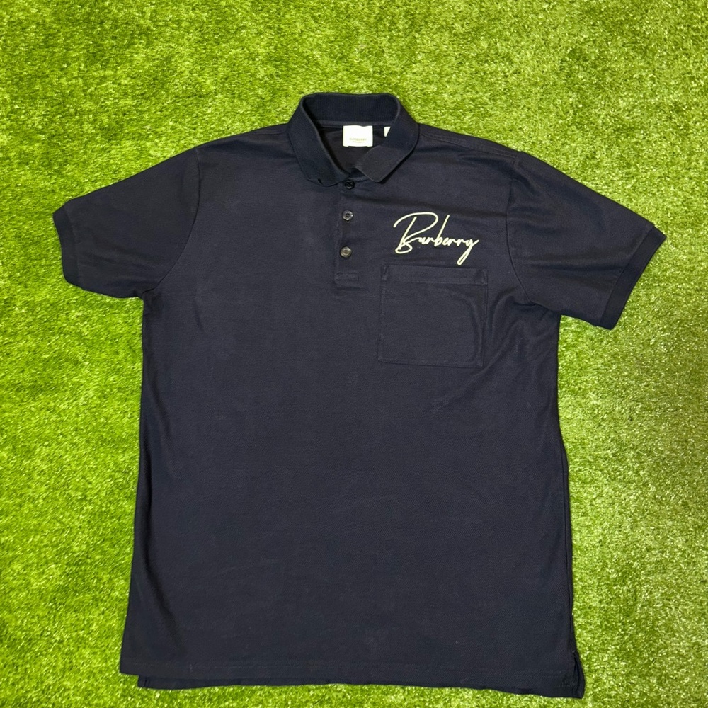 Burberry Embroidered Signature Polo Shirt ‘Navy’